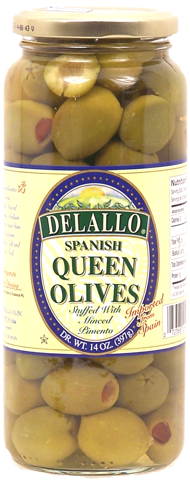 Delallo  spanish queen olives stuffed with minced pimento Full-Size Picture